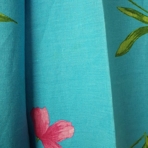 Talbots Linen tropical print pants Blue Floral - Picture 12 of 15